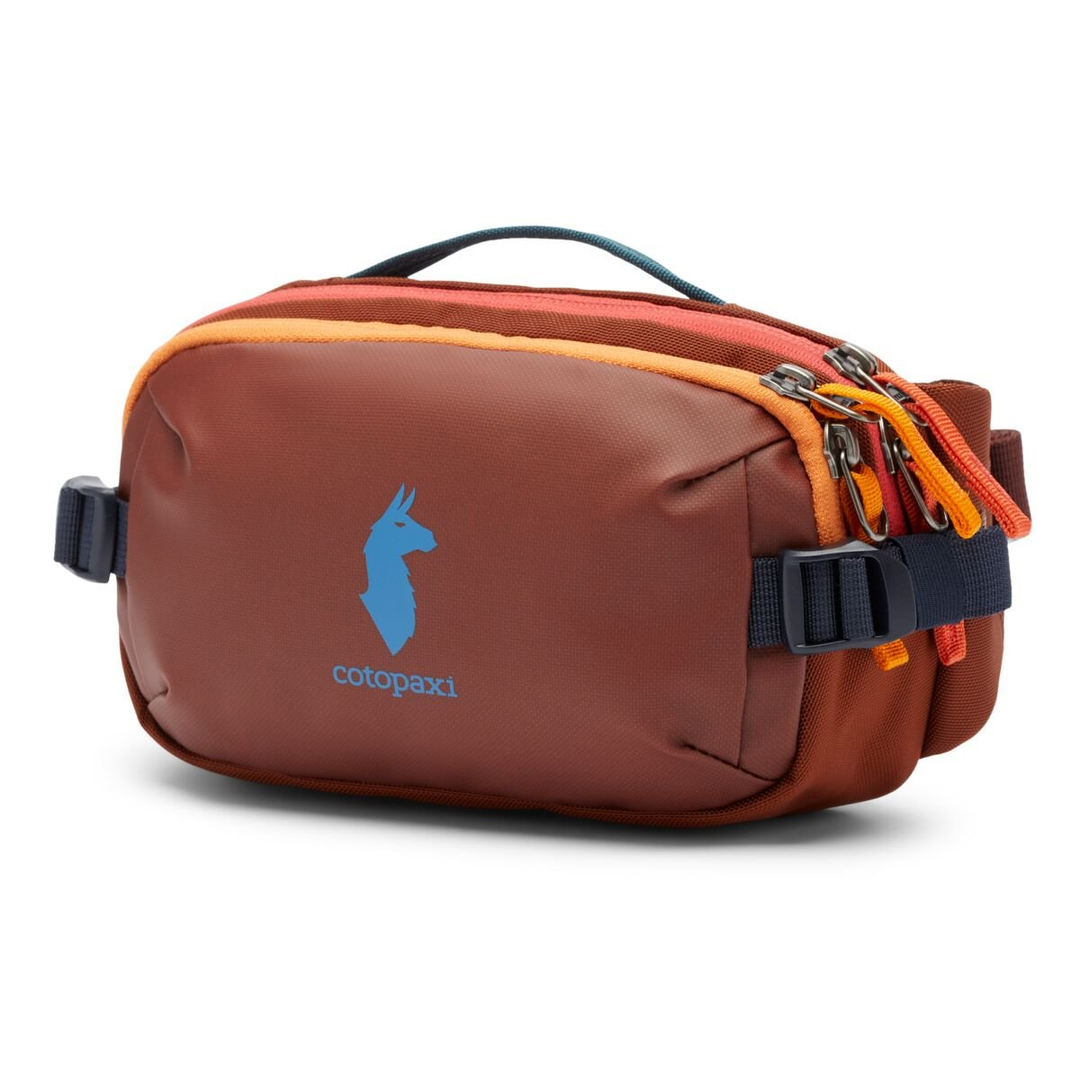 Allpa X 1.5L hip pack with wide opening and dual zipper, perfect for travel.