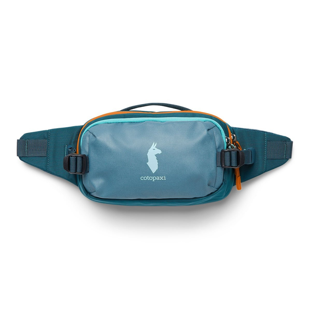 Allpa X 1.5L Hip Pack in blue with side-release buckles, perfect for travel and adventure.