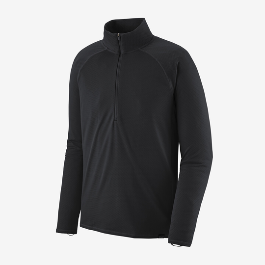 M's Cap Mw Zip Neck baselayer, black, with zip neck and raglan sleeves, made from recycled polyester.