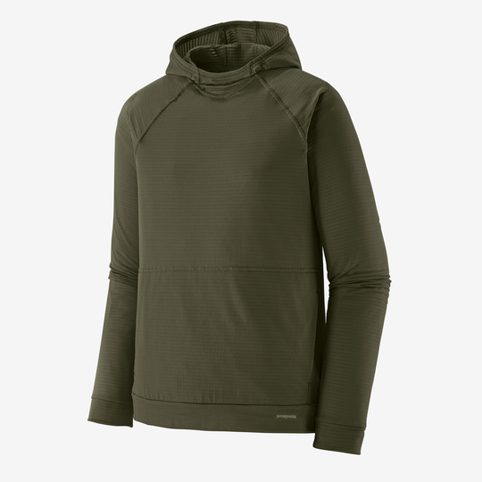 Cap Thermal Hoody in olive green, designed with Polartec® Power Grid™ fabric for warmth and breathability, featuring a front kangaroo pocket and hood.