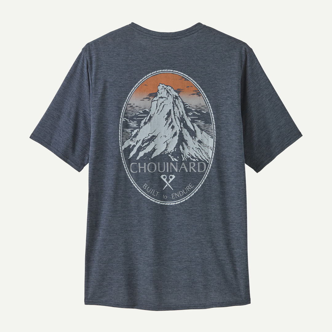 M's Cap Cool Daily Graphic Shirt with mountain design, short sleeves, grey color.