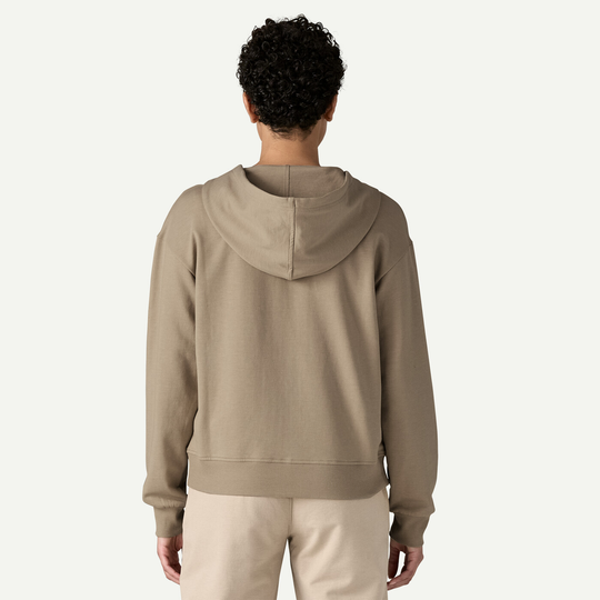 W's Ahnya Full-Zip Hoody in organic cotton blend, back view.