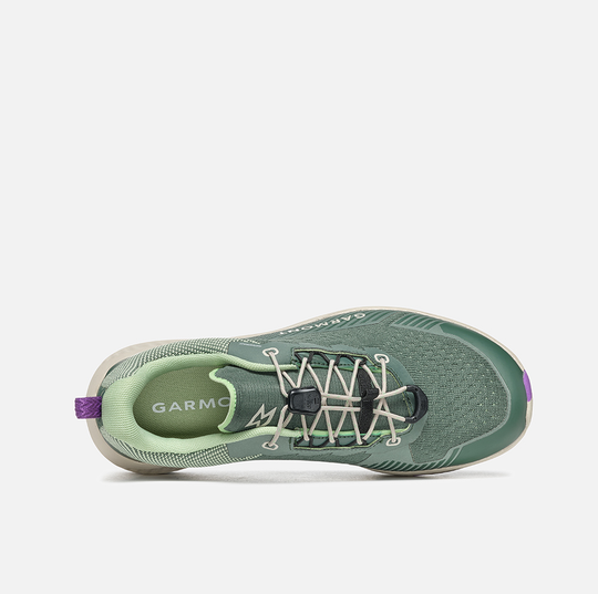 Lightweight green hiking shoes, 9.81 Pulse WP, with fast-lace system and waterproof G-DRY membrane.