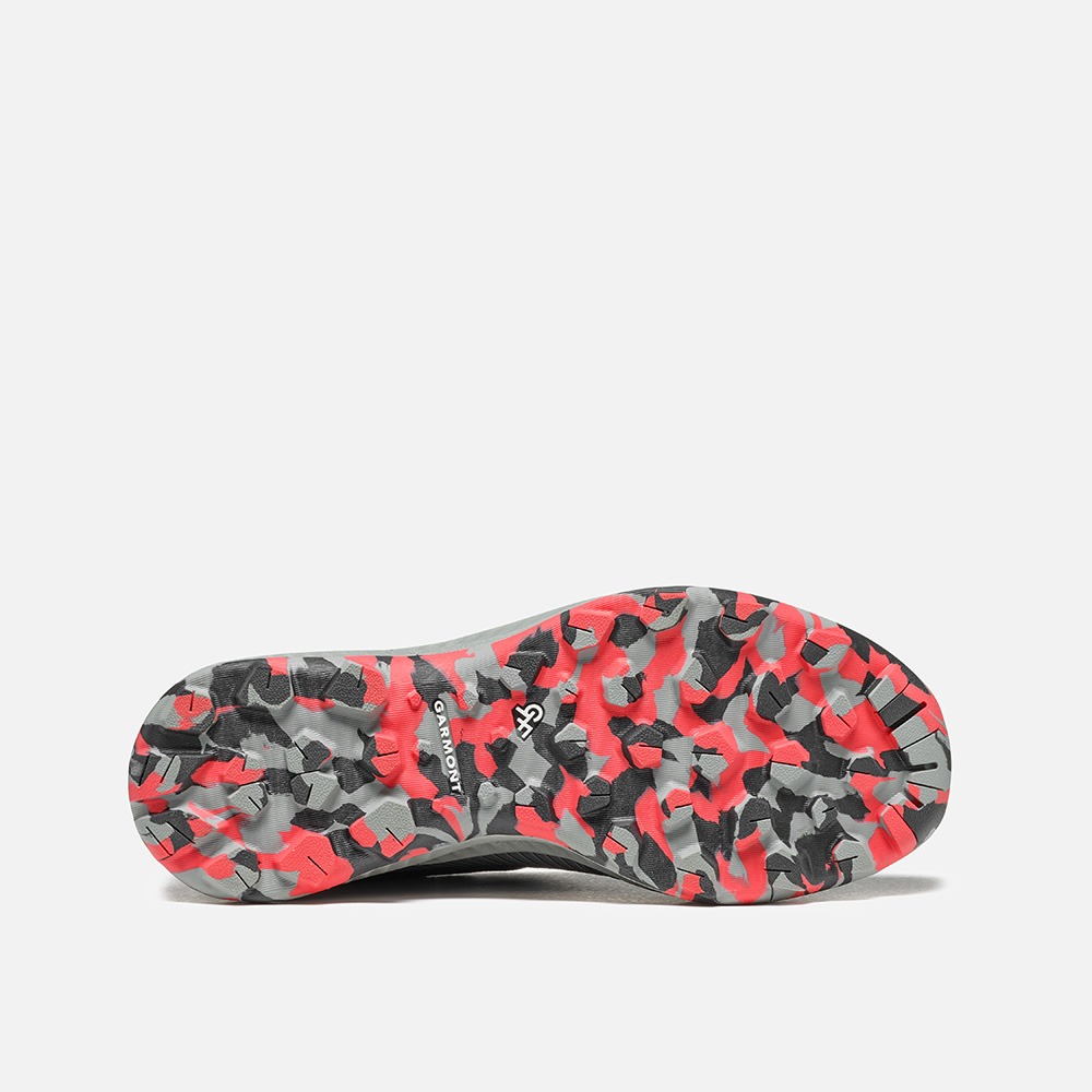 Lightweight waterproof hiking shoes with a colorful camo sole, ideal for fast-paced activities and daily use.