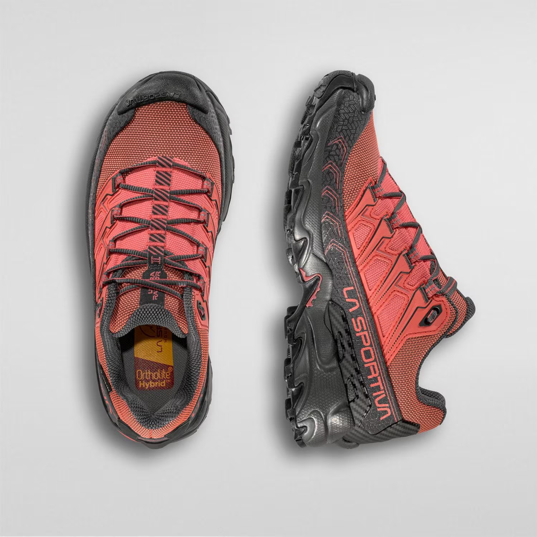 Ultra Raptor II Woman GTX mountain hiking shoes, red and black design.