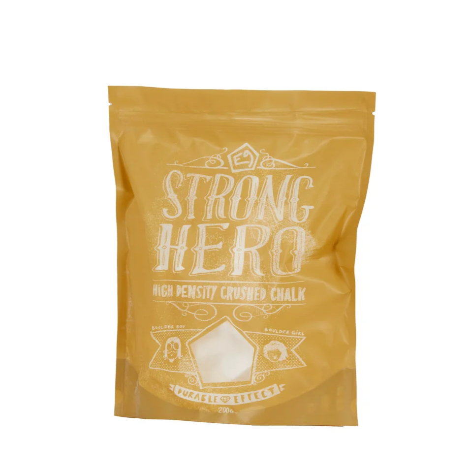 High density crushed chalk in yellow Strong Hero 200 Gr. package.