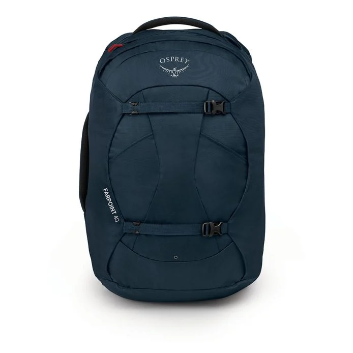 Farpoint 40 travel backpack with adjustable torso length and multiple compartments.