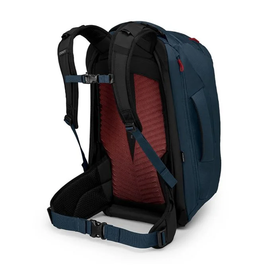 Farpoint 40 travel backpack with ergonomic straps and breathable back panel.