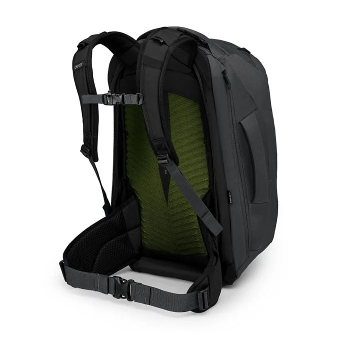 Farpoint 40 backpack with adjustable torso, breathable harness, multiple pockets, and LightWire frame.