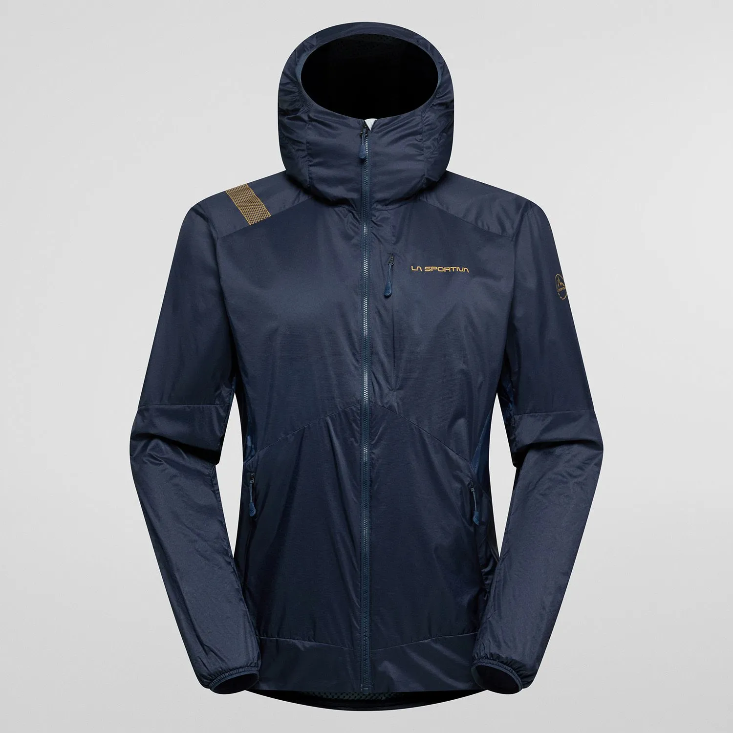 Across Lite Jkt M jacket, lightweight and compressible, ideal for hiking and high-intensity mountain activities with windproof fabric and ergonomic hood.