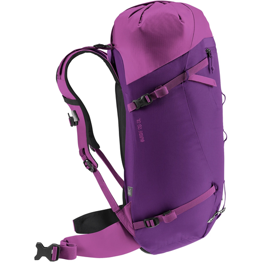 Lightweight Guide 28 SL backpack with adjustable straps and helmet storage.