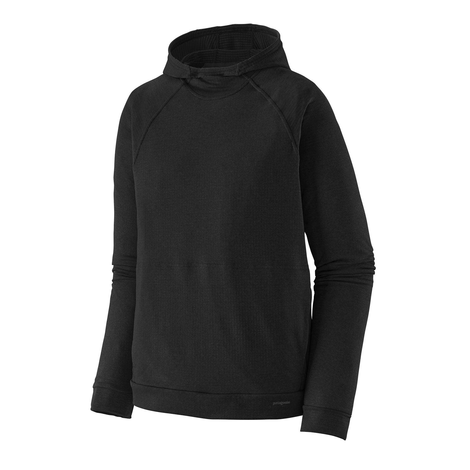 Black hooded thermal baselayer with breathable Polartec® Power Grid™ fabric, designed for cold conditions.