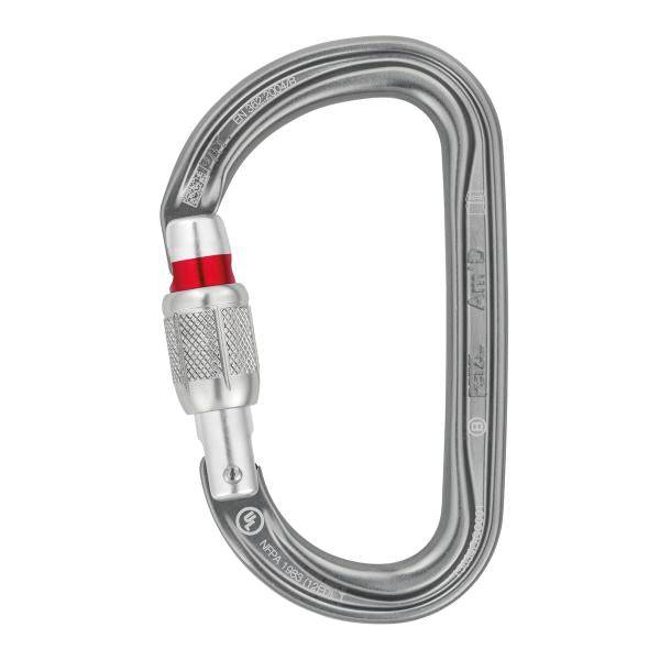 AM'D Screw Lock asymmetric carabiner with locking mechanism and D shape.