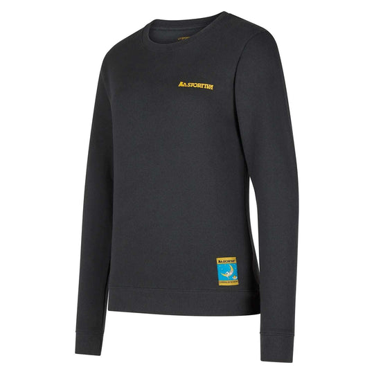 Climbing On The Moon Sweatshirt W in black, designed for climbing with iconic company history print.