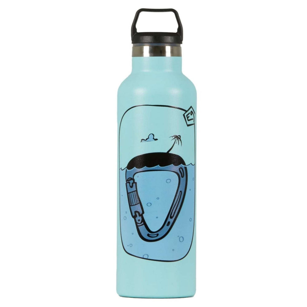 Stainless steel Boccetta water bottle with 750ml capacity and fun E9 design.