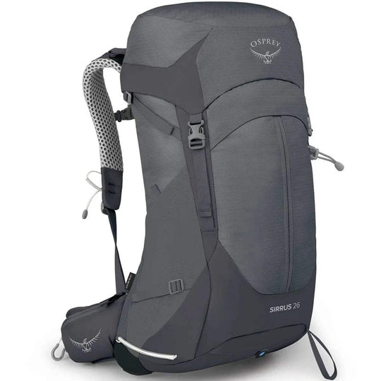 Women's Sirrus 26 backpack with AirSpeed suspension, integrated rain cover, and eco-friendly materials.