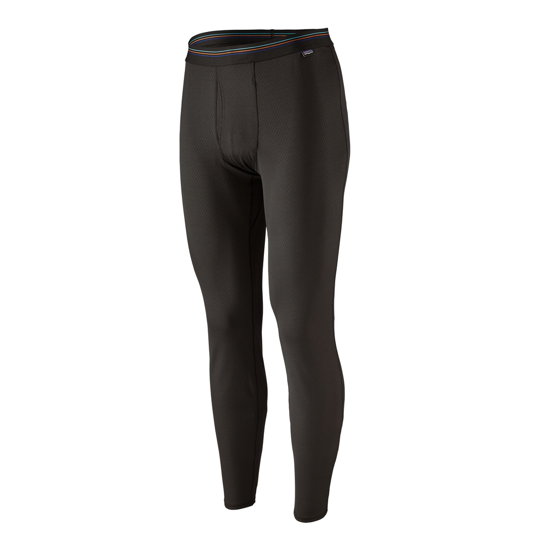 Men's Cap MW Bottoms, black baselayer pants with elastic waistband and reinforced gusset for comfort and flexibility.