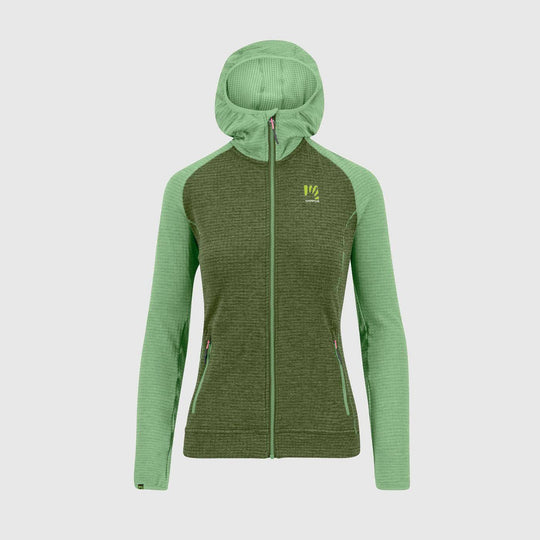 Ambrizzola W Full-Zip Hoodie, medium weight, green, designed for summer outdoor activities, with YKK® zip and hood.