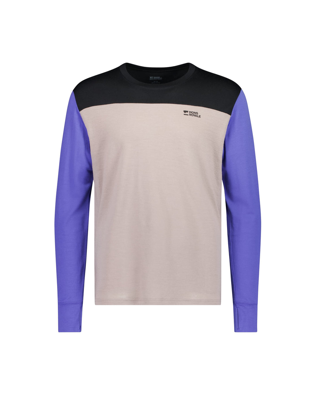 Mons Royale Yotei Merino Long Sleeve Cinder / Blue Dusk / Black 100072-1171-1001 - flat front