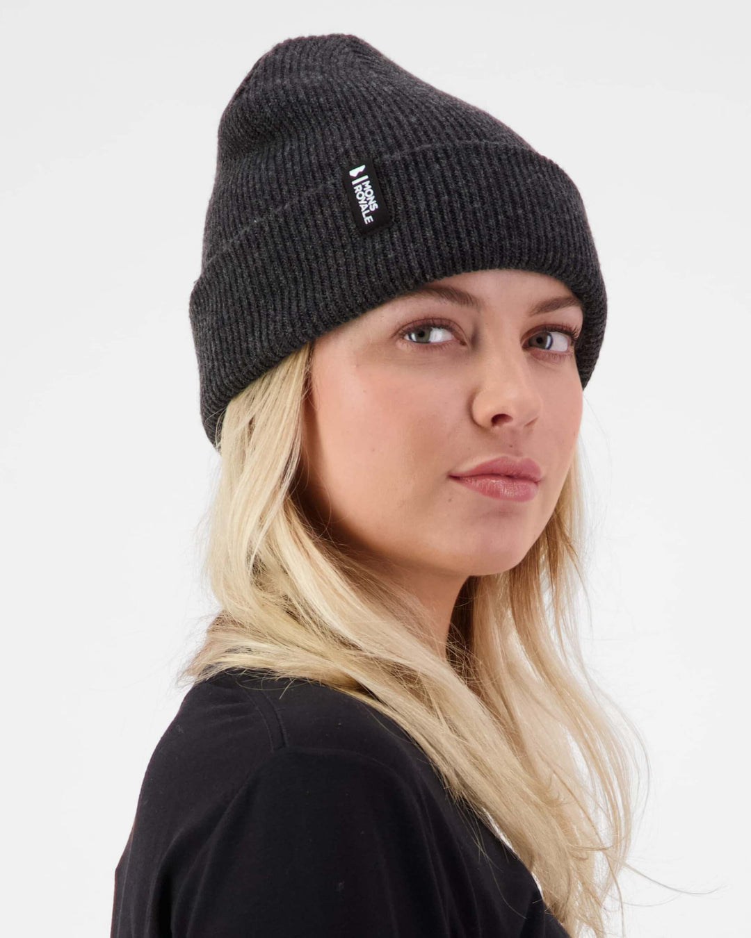 Mons Royale Chunky Logger Merino Beanie - Charcoal Grey – vista aggiuntiva 2