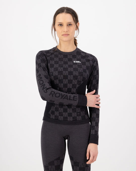 Mons Royale Ascender Merino Base Layer Long Sleeve donna Forged Iron/Black 100809-1171-913, dettaglio della vestibilità