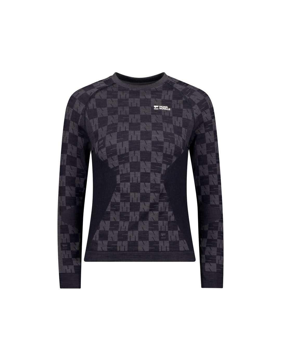 Mons Royale Ascender Merino Base Layer Long Sleeve donna Forged Iron/Black 100809-1171-913, vista frontale del capo