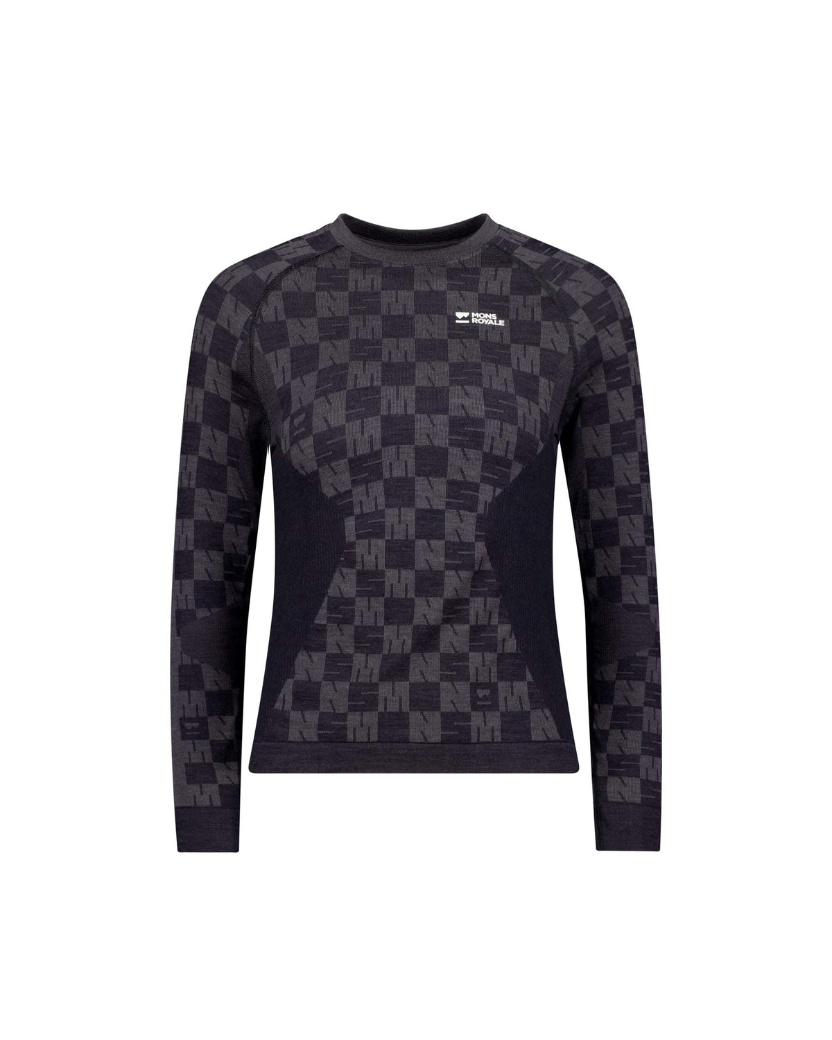 Mons Royale Ascender Merino Base Layer Long Sleeve donna Forged Iron/Black 100809-1171-913, vista frontale del capo