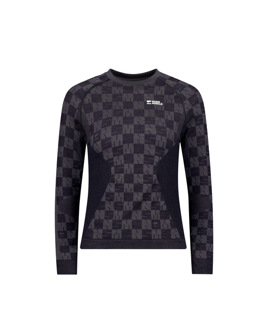 Mons Royale Ascender Merino Base Layer Long Sleeve donna Forged Iron/Black 100809-1171-913, vista frontale del capo