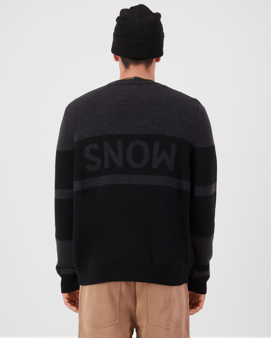 Mons Royale Innsbruck Merino Knit Sweater Charcoal Black 100950-1336-1053 - on-model back