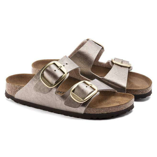 Sandalo donna Arizona Big Buckle Birko-Flor con fibbie metalliche grandi e plantare anatomico in sughero