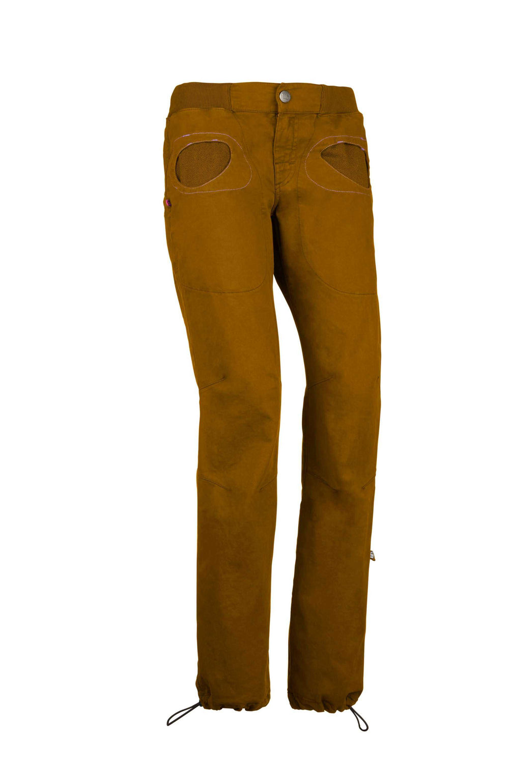 Pantaloni da arrampicata urbana Onda Slim2 in raso di cotone biologico con tasche interne stampate e ricamo sul retro, fatti in Italia