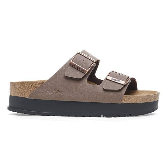 Sandali Arizona Pap Flex Platform Birkenstock donna mocca con suola platform e plantare anatomico in sughero