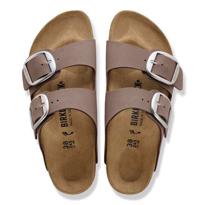 Sandali Arizona Big Buckle Birko-Flor effetto nubuk mocca con grandi fibbie regolabili e plantare anatomico in sughero e lattice
