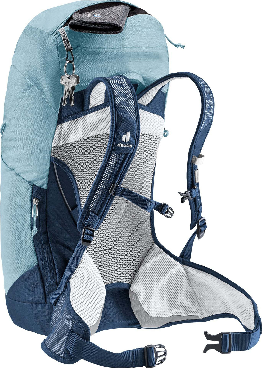 Light blue and navy AC Lite 28 SL hiking backpack with adjustable straps and Aircomfort system.