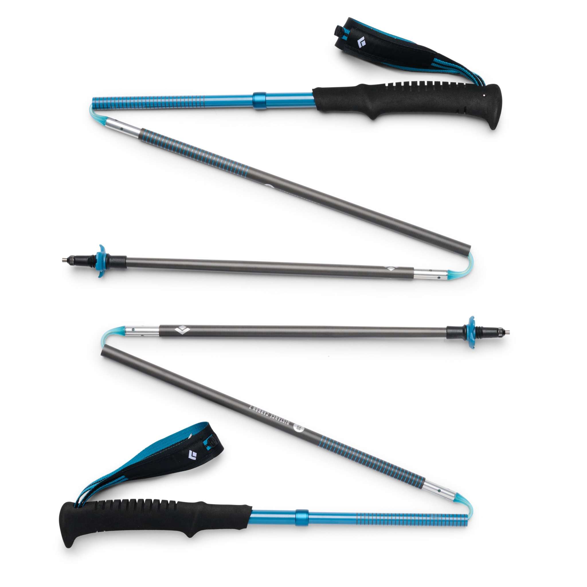 Distance Carbon Z lightweight foldable carbon fiber trekking poles with EVA grips and adjustable lengths
