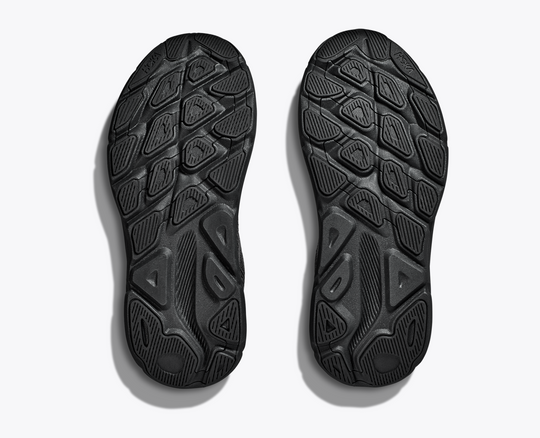 Black sole design of Clifton 9 running shoes showing grip pattern.