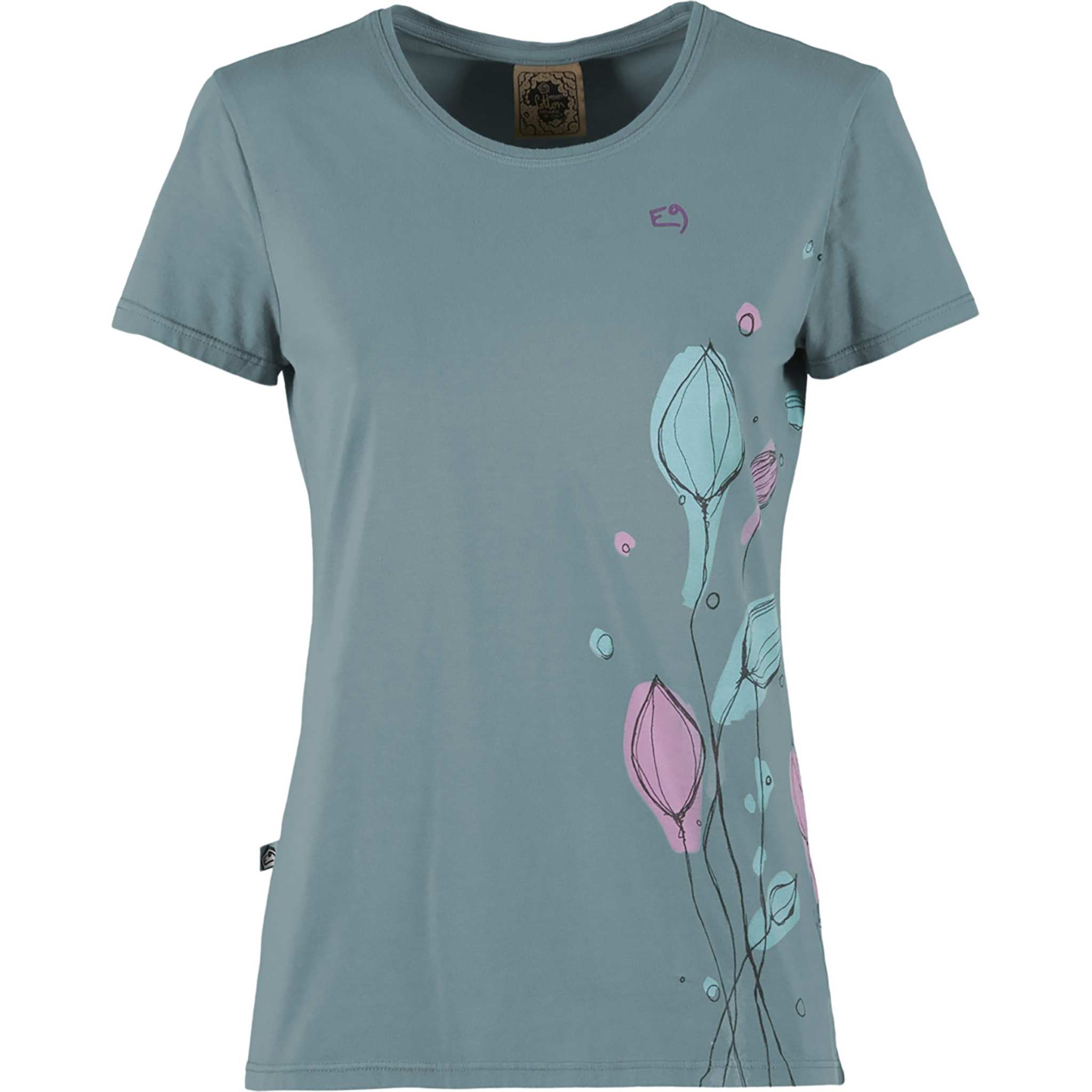 t-shirt in cotone biologico con stampa grande per arrampicata outdoor elegante slim fit italiana