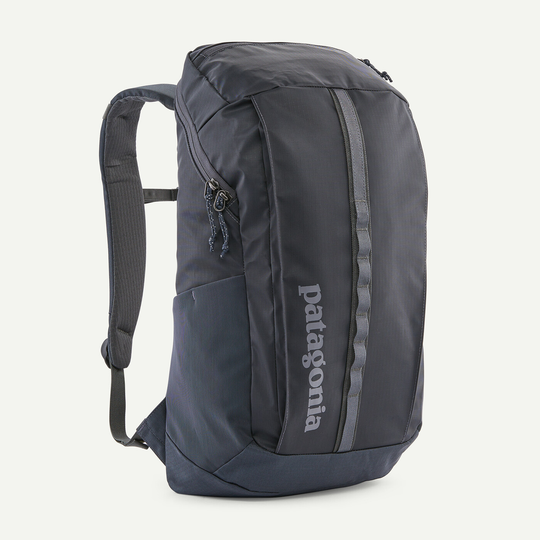 Black Hole Pack 25L durable backpack with recycled materials and multiple compartments.