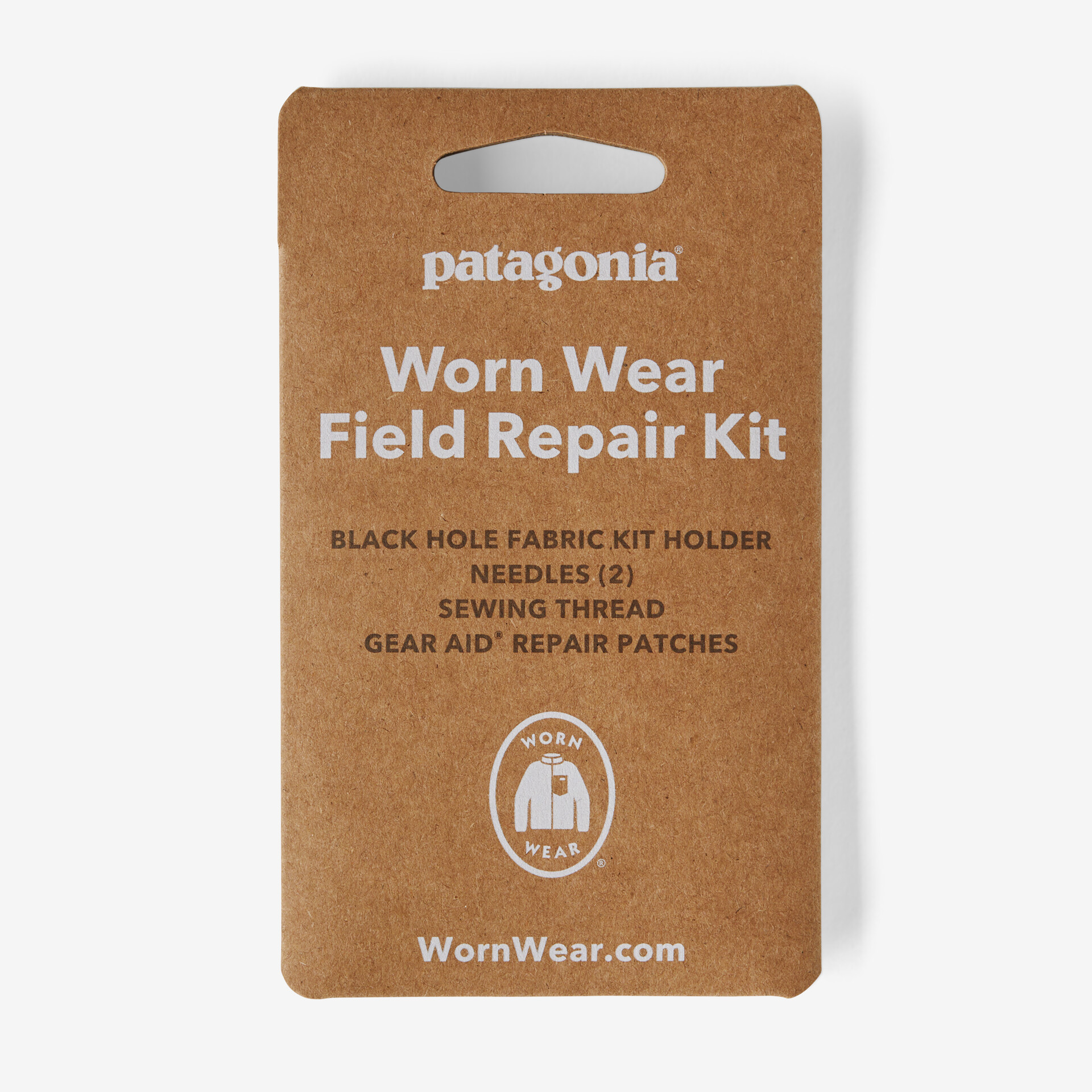 Worn Wear Field Repair Kit with sewing essentials in compact packaging.