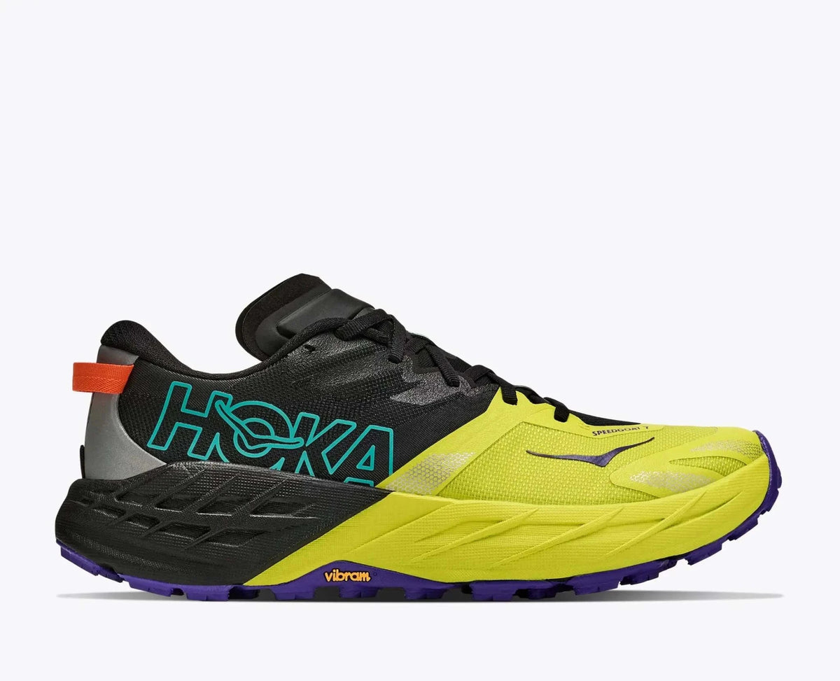 M Speedgoat 7 trail shoe with Vibram Megagrip sole for technical terrain and long distances