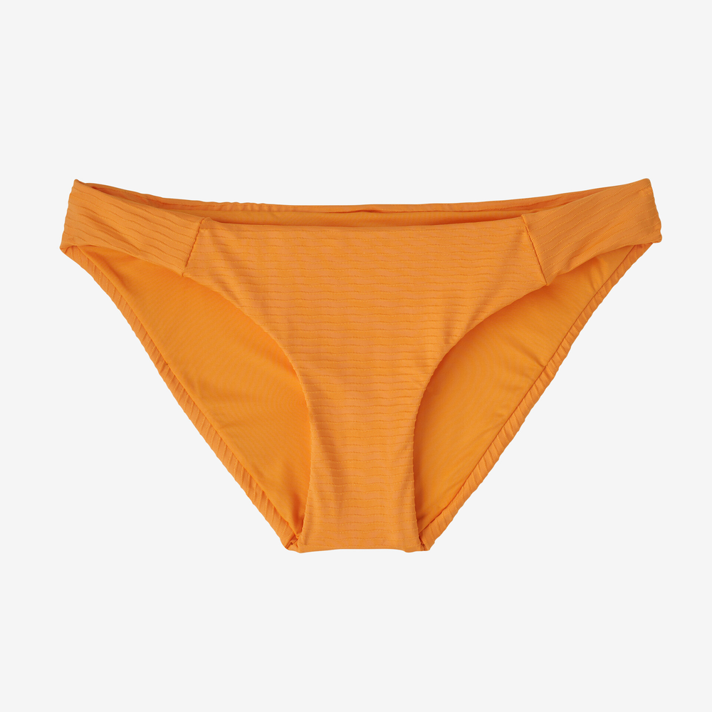 Sunamee Bottoms, orange bikini with hidden elastic waist for comfort.