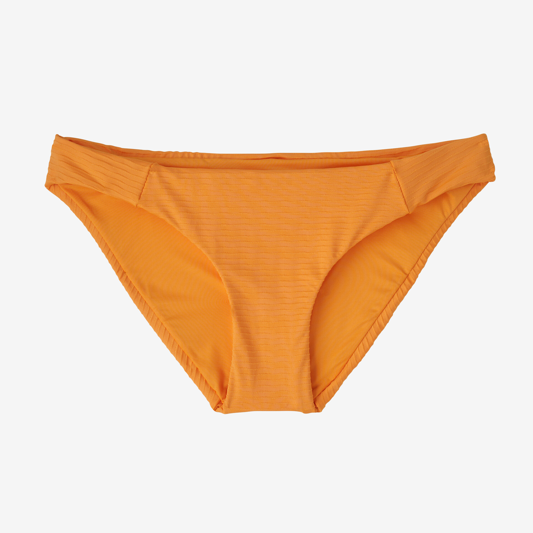 Sunamee Bottoms, orange bikini with hidden elastic waist for comfort.