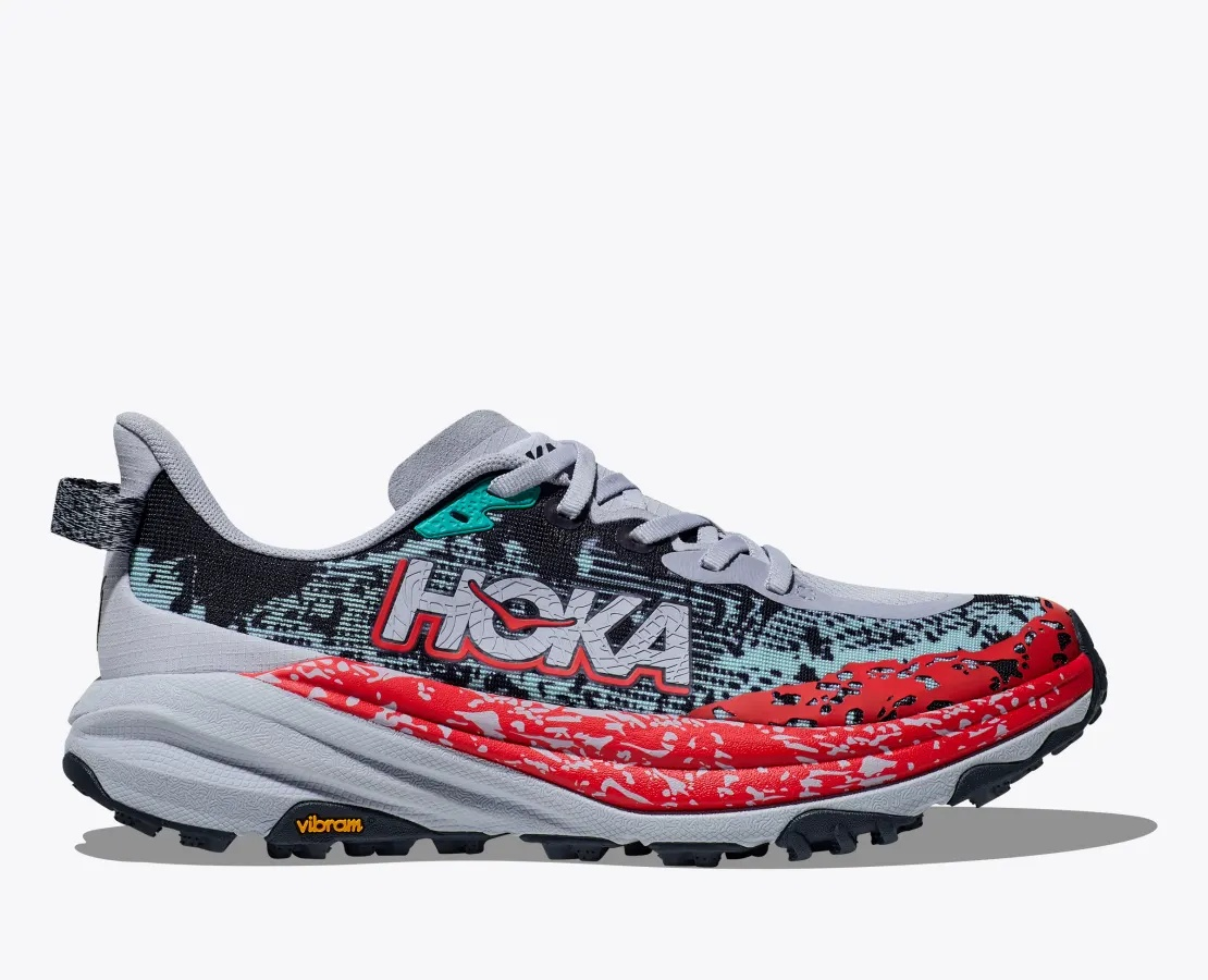 Speedgoat 6 trail running shoe with Vibram® Megagrip outsole, lightweight breathable upper, and dynamic design.