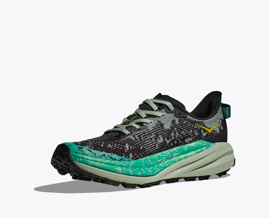 Women's Speedgoat 6 trail running shoe with lightweight breathable upper and Vibram® Megagrip outsole.