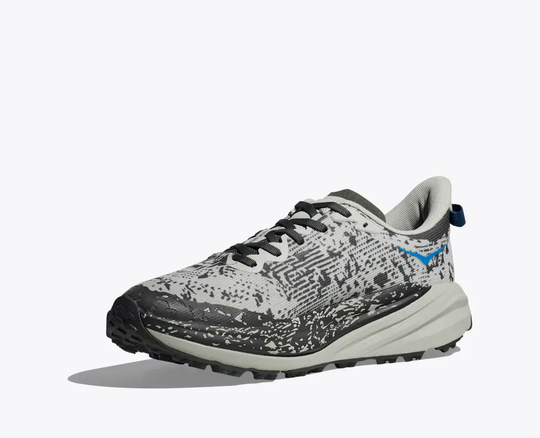 Speedgoat 6 Gtx trail running shoe with Gore-Tex, Vibram Megagrip sole, and protective features for wet conditions.