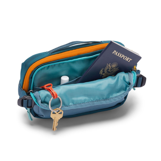 Allpa X 1.5L Hip Pack with accessible compartments and durable zippers, perfect for travel essentials.