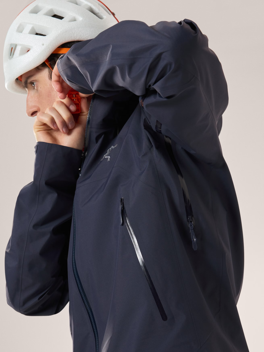 Beta SL Jacket M in use with helmet compatibility and ventilation feature.