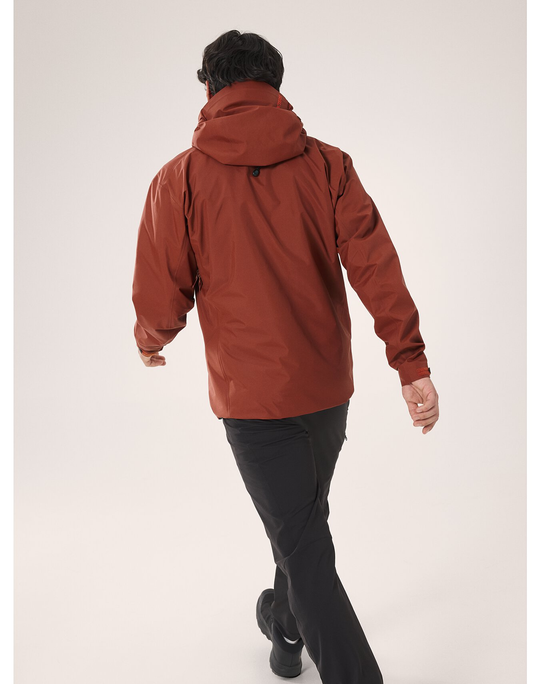 Lightweight Beta SL Jacket M, mountain-ready, durable, waterproof, windproof, breathable, with GORE-TEX ePE, StormHood, in red color, rear view.