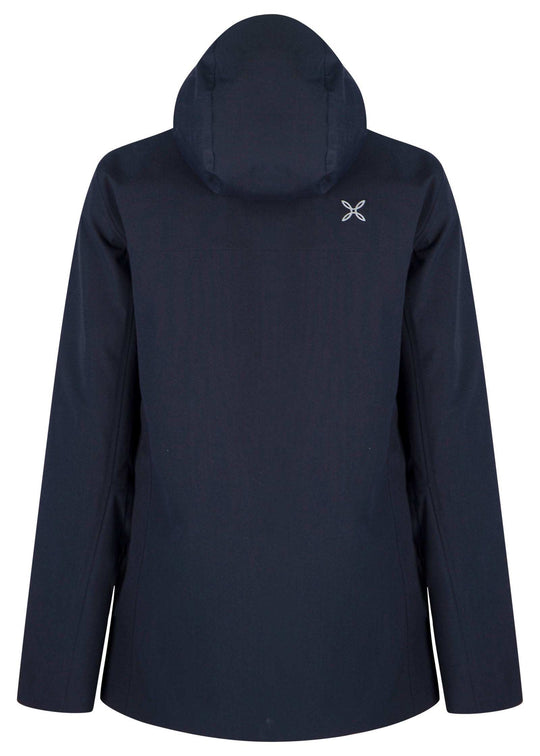 Giacca Gavia 3 in 1 da donna con cappuccio in materiale impermeabile e traspirante, colore nero, vista posteriore.