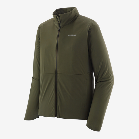 Wind Shield Jkt green soft shell jacket with full zip, designed for wind protection and breathability during outdoor activities.